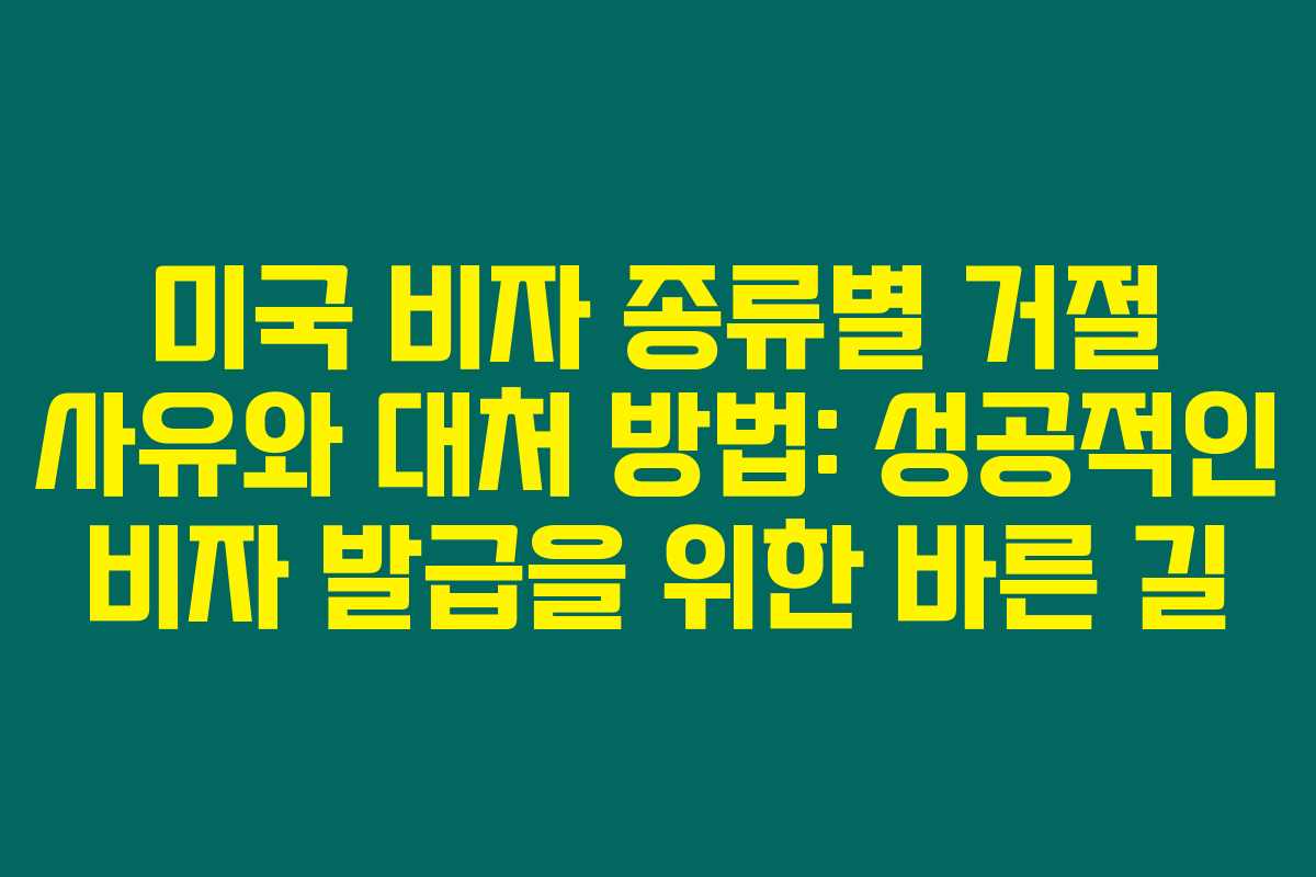 미국 비자 종류별 거절 사유와 대처 방법: 성공적인 비자 발급을 위한 바른 길