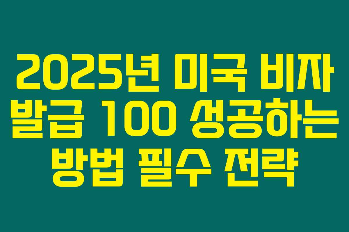 2025년 미국 비자 발급 100 성공하는 방법 필수 전략