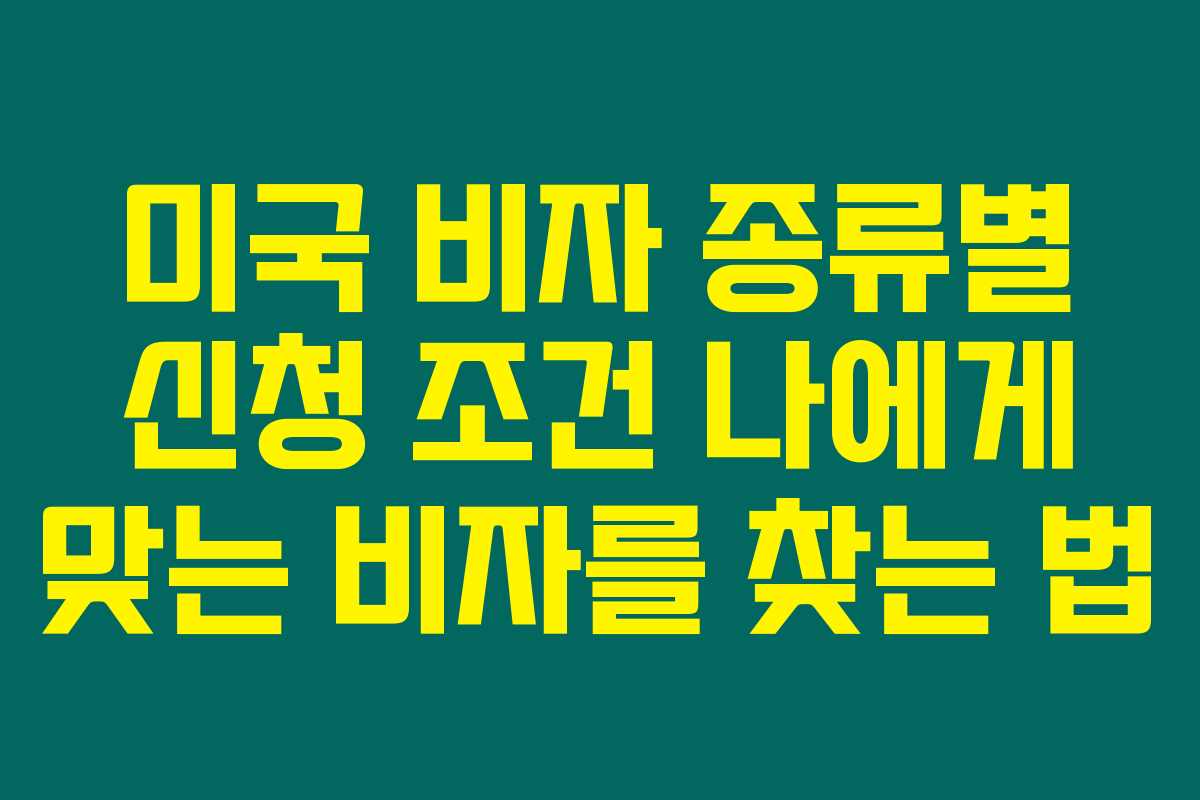 미국 비자 종류별 신청 조건 나에게 맞는 비자를 찾는 법