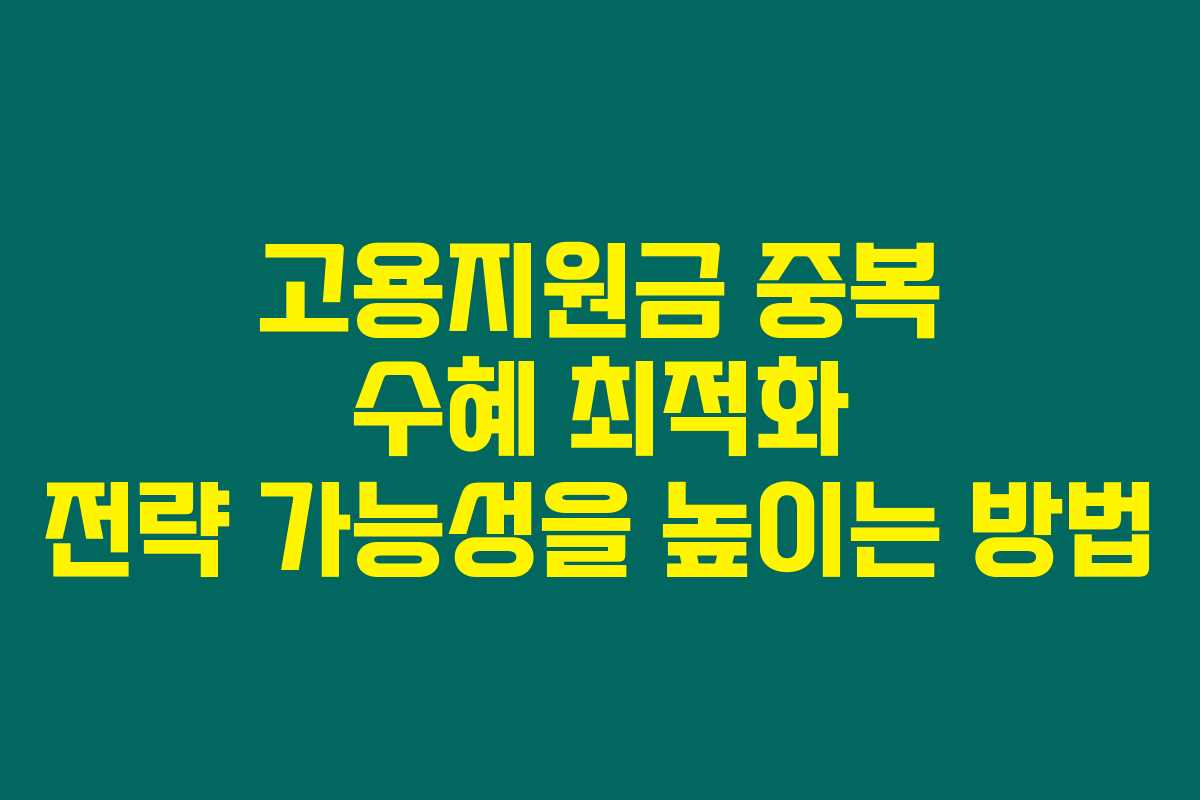 고용지원금 중복 수혜 최적화 전략 가능성을 높이는 방법