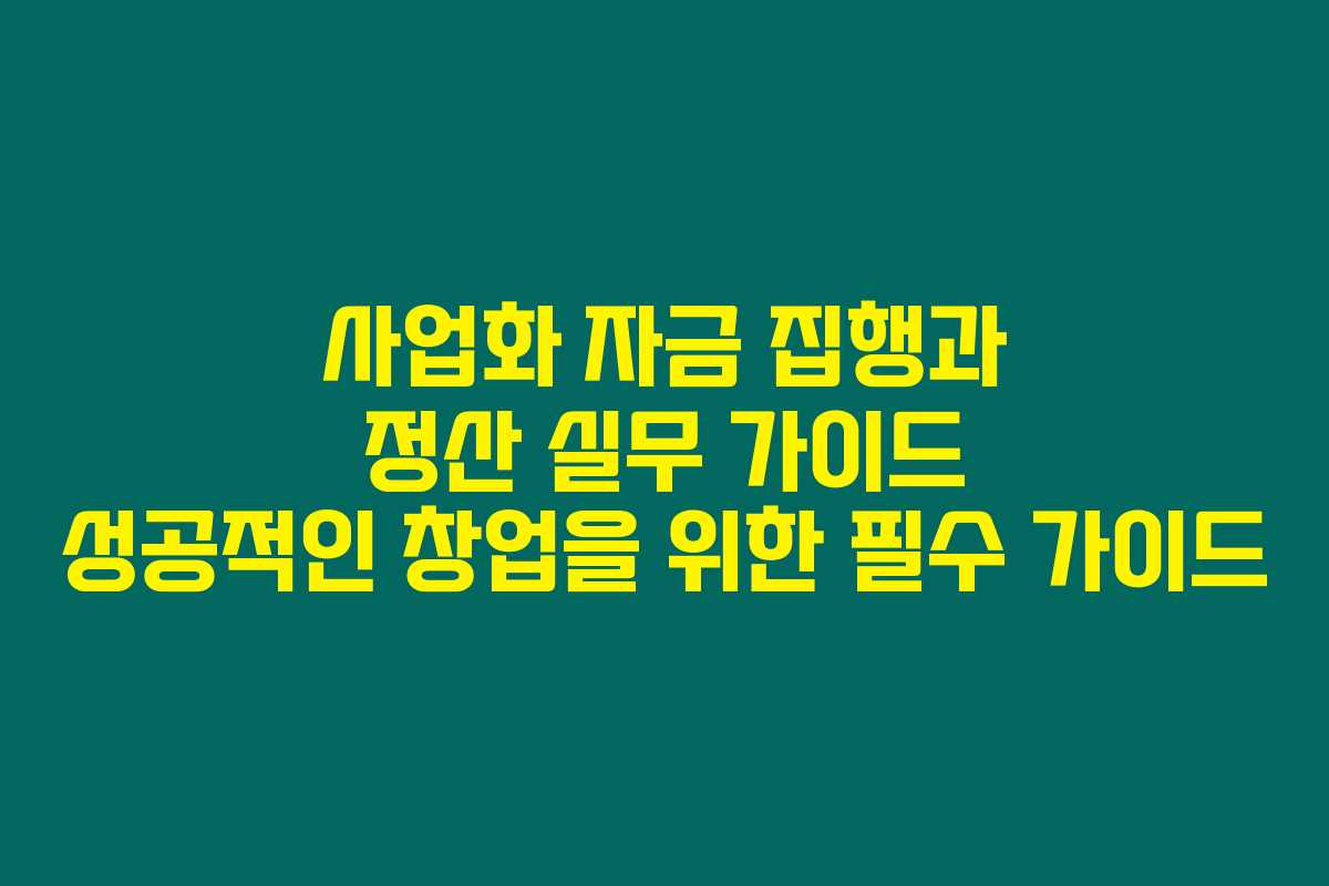 사업화 자금 집행과 정산 실무 가이드 성공적인 창업을 위한 필수 가이드