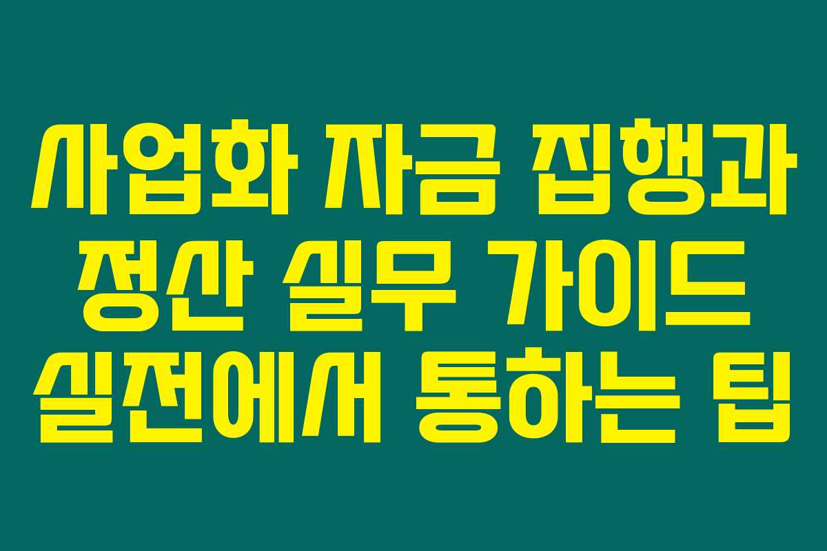 사업화 자금 집행과 정산 실무 가이드 실전에서 통하는 팁