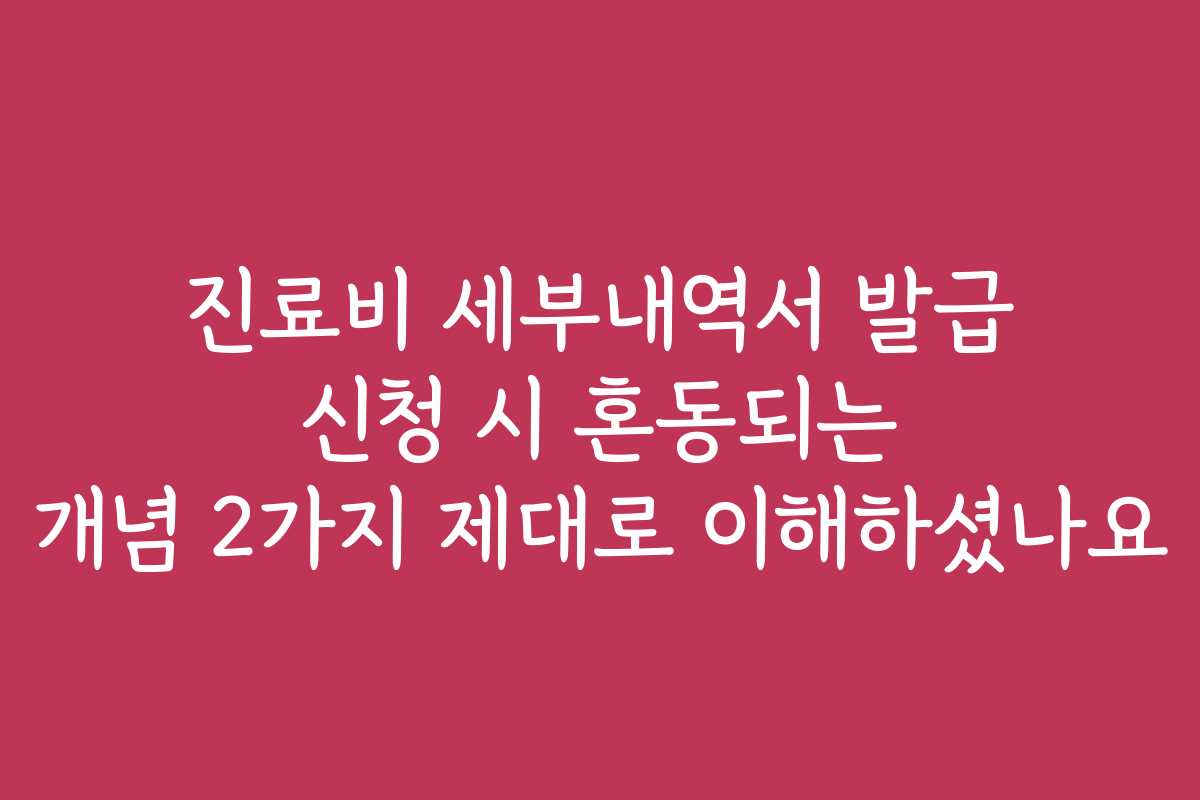 진료비 세부내역서 발급 신청 시 혼동되는 개념 2가지 제대로 이해하셨나요