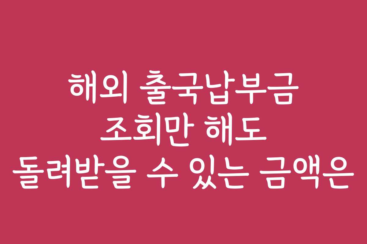 해외 출국납부금 조회만 해도 돌려받을 수 있는 금액은