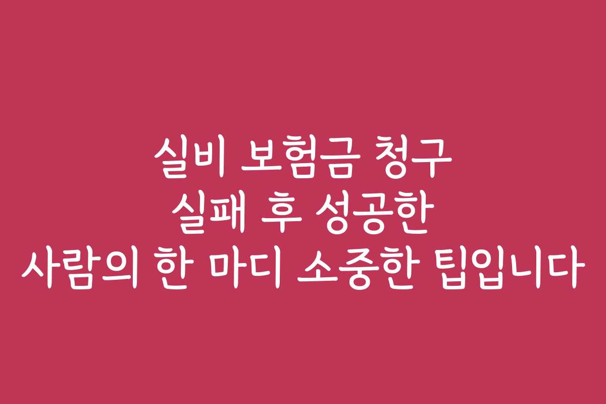 실비 보험금 청구 실패 후 성공한 사람의 한 마디 소중한 팁입니다