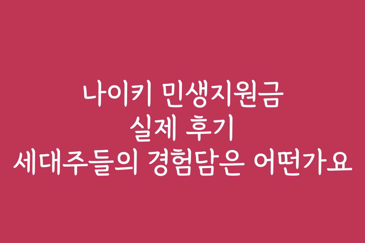 나이키 민생지원금 실제 후기 세대주들의 경험담은 어떤가요