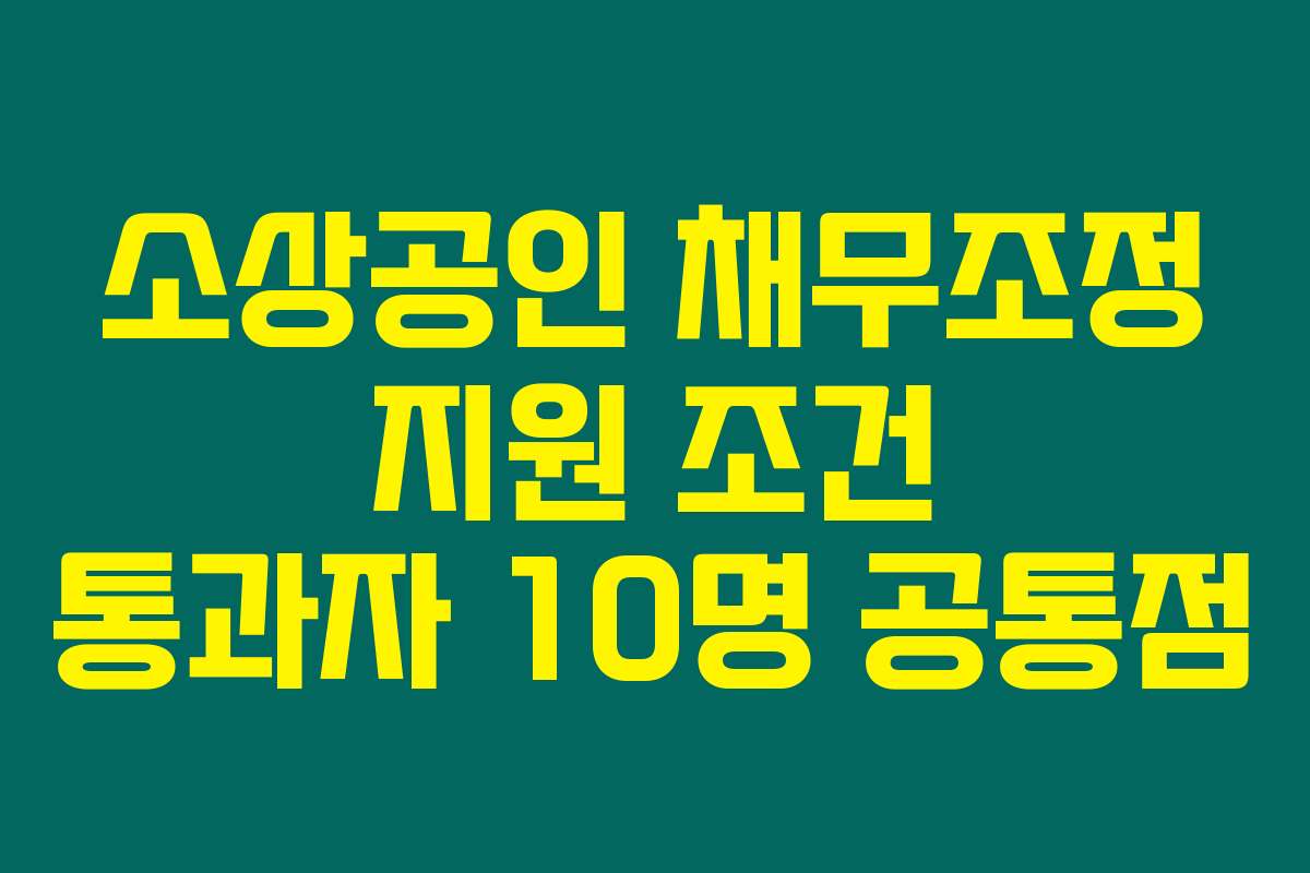 소상공인 채무조정 지원 조건 통과자 10명 공통점