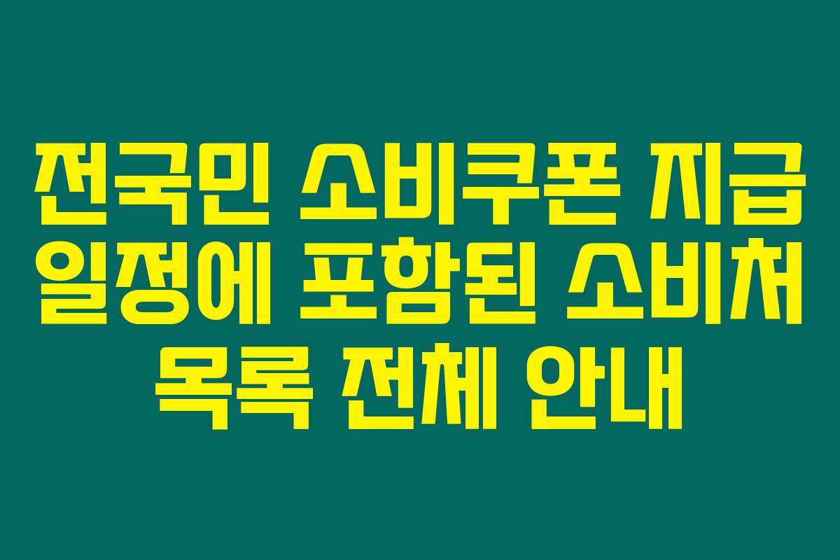전국민 소비쿠폰 지급 일정에 포함된 소비처 목록 전체 안내