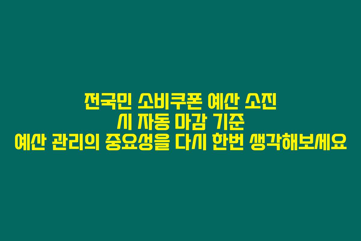 전국민 소비쿠폰 예산 소진 시 자동 마감 기준 예산 관리의 중요성을 다시 한번 생각해보세요