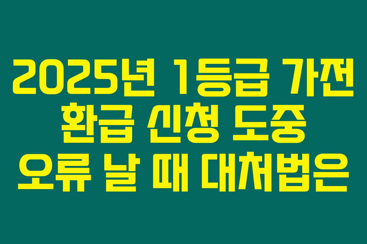 2025년 1등급 가전 환급 신청 도중 오류 날 때 대처법은