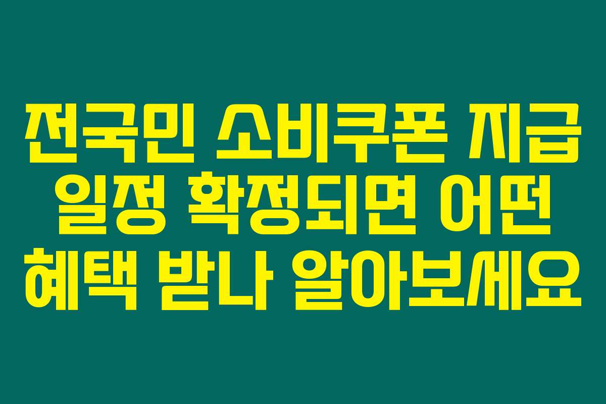 전국민 소비쿠폰 지급 일정 확정되면 어떤 혜택 받나 알아보세요