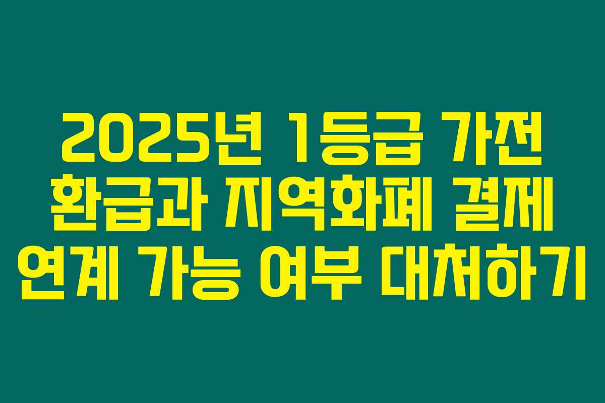 2025년 1등급 가전 환급과 지역화폐 결제 연계 가능 여부 대처하기