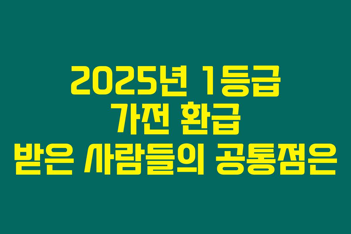 2025년 1등급 가전 환급 받은 사람들의 공통점은