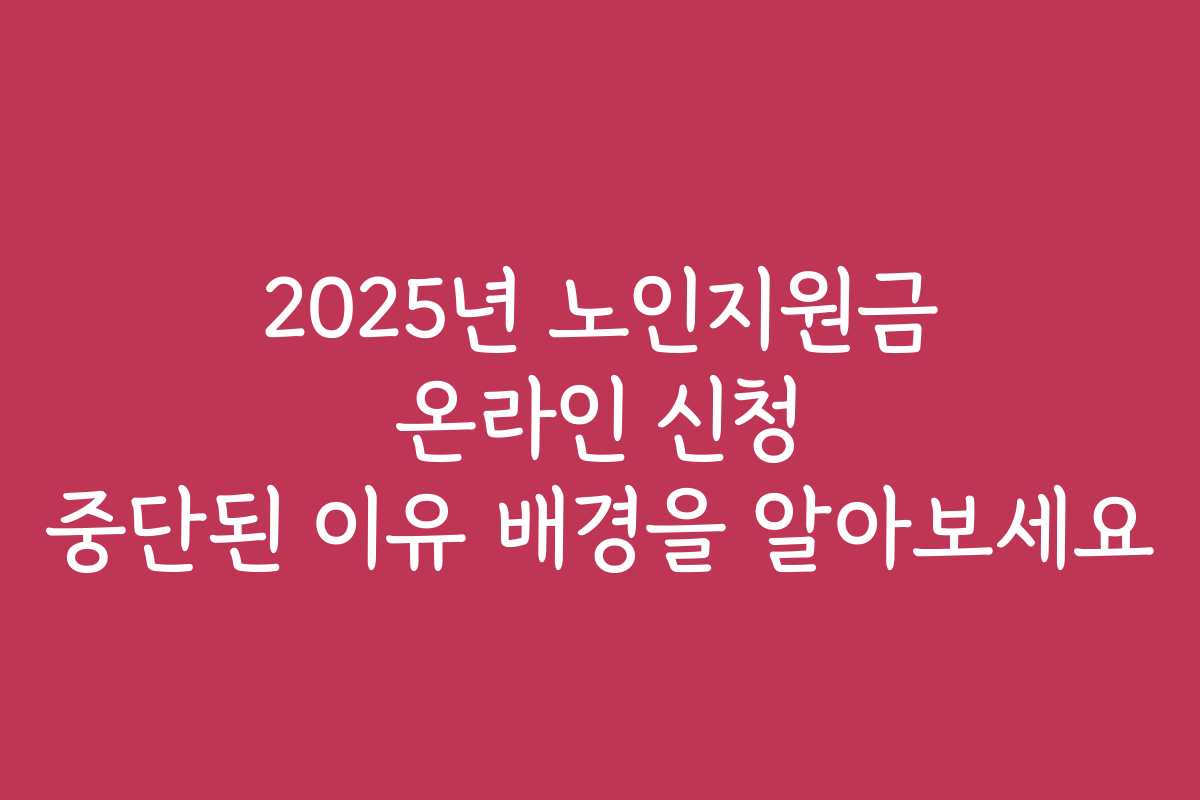 2025년 노인지원금 온라인 신청 중단된 이유 배경을 알아보세요