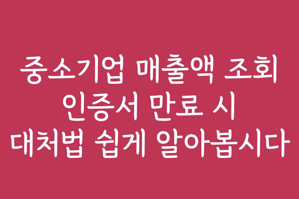 중소기업 매출액 조회 인증서 만료 시 대처법 쉽게 알아봅시다