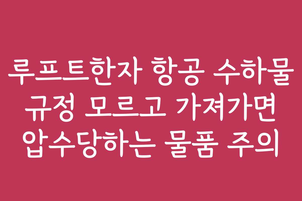 루프트한자 항공 수하물 규정 모르고 가져가면 압수당하는 물품 주의