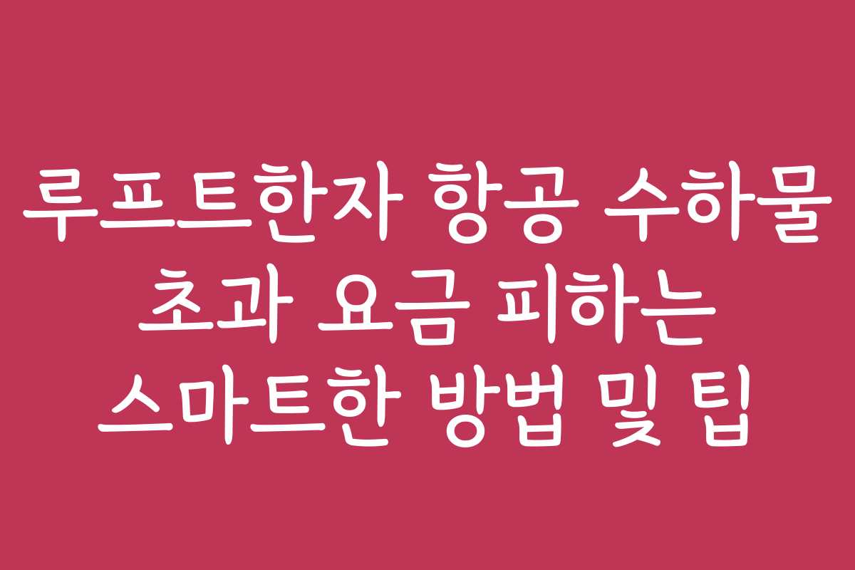 루프트한자 항공 수하물 초과 요금 피하는 스마트한 방법 및 팁