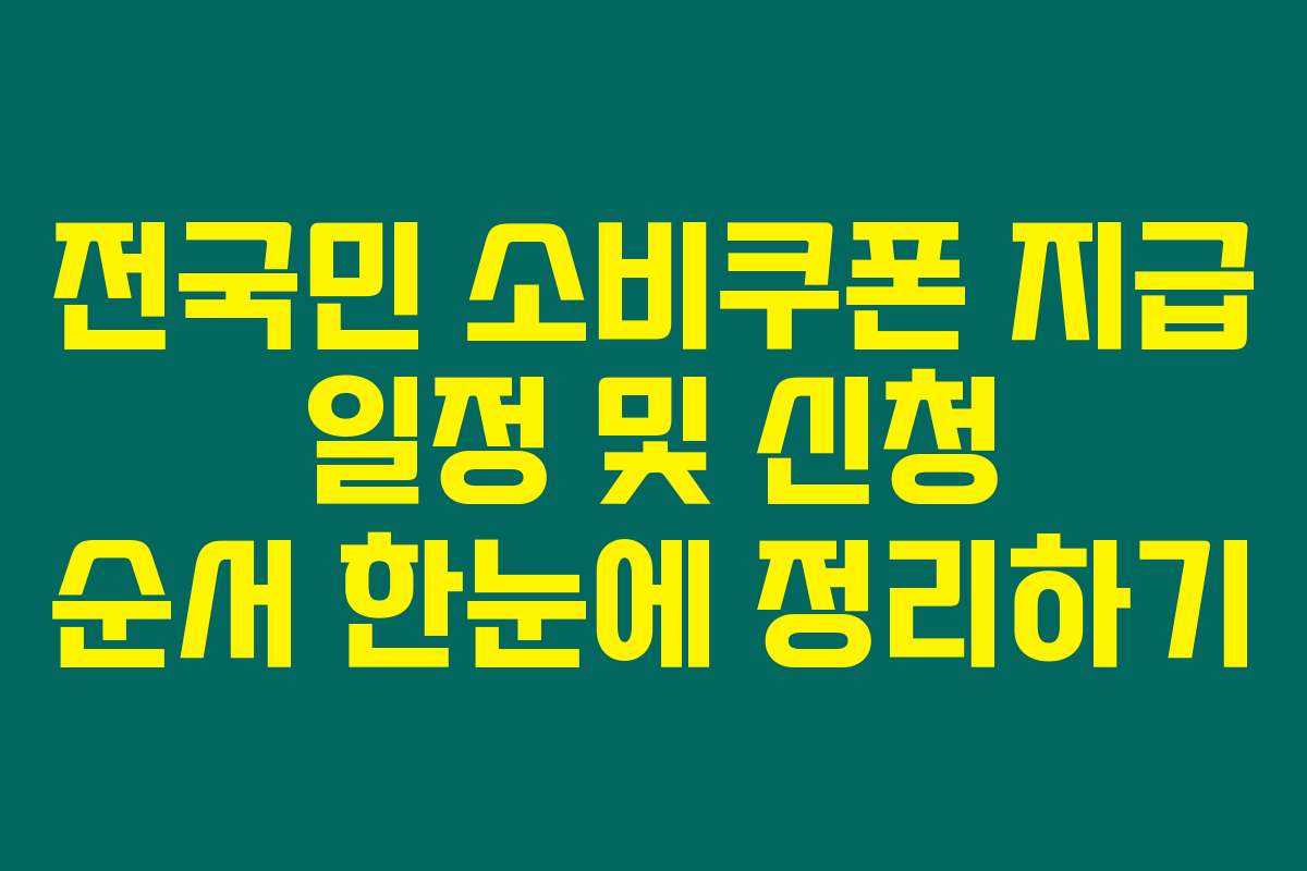 전국민 소비쿠폰 지급 일정 및 신청 순서 한눈에 정리하기