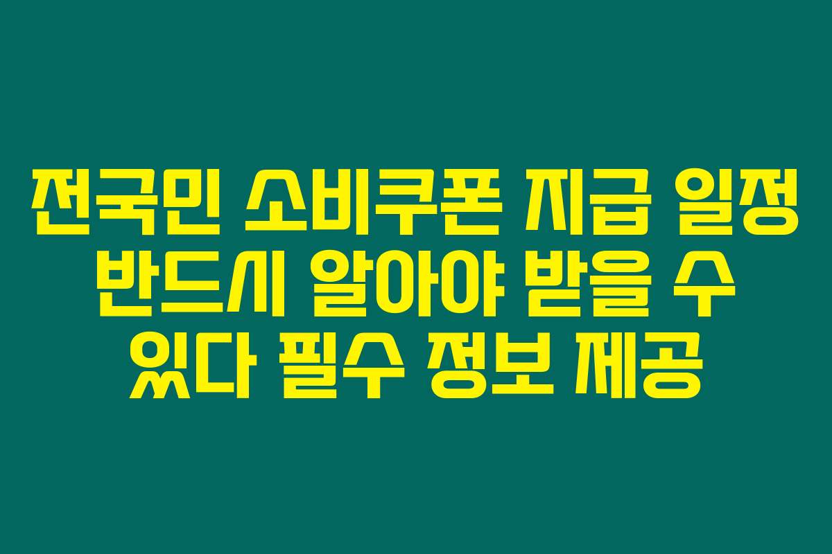 전국민 소비쿠폰 지급 일정 반드시 알아야 받을 수 있다 필수 정보 제공