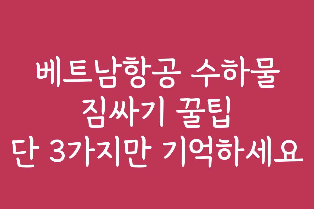 베트남항공 수하물 짐싸기 꿀팁 단 3가지만 기억하세요