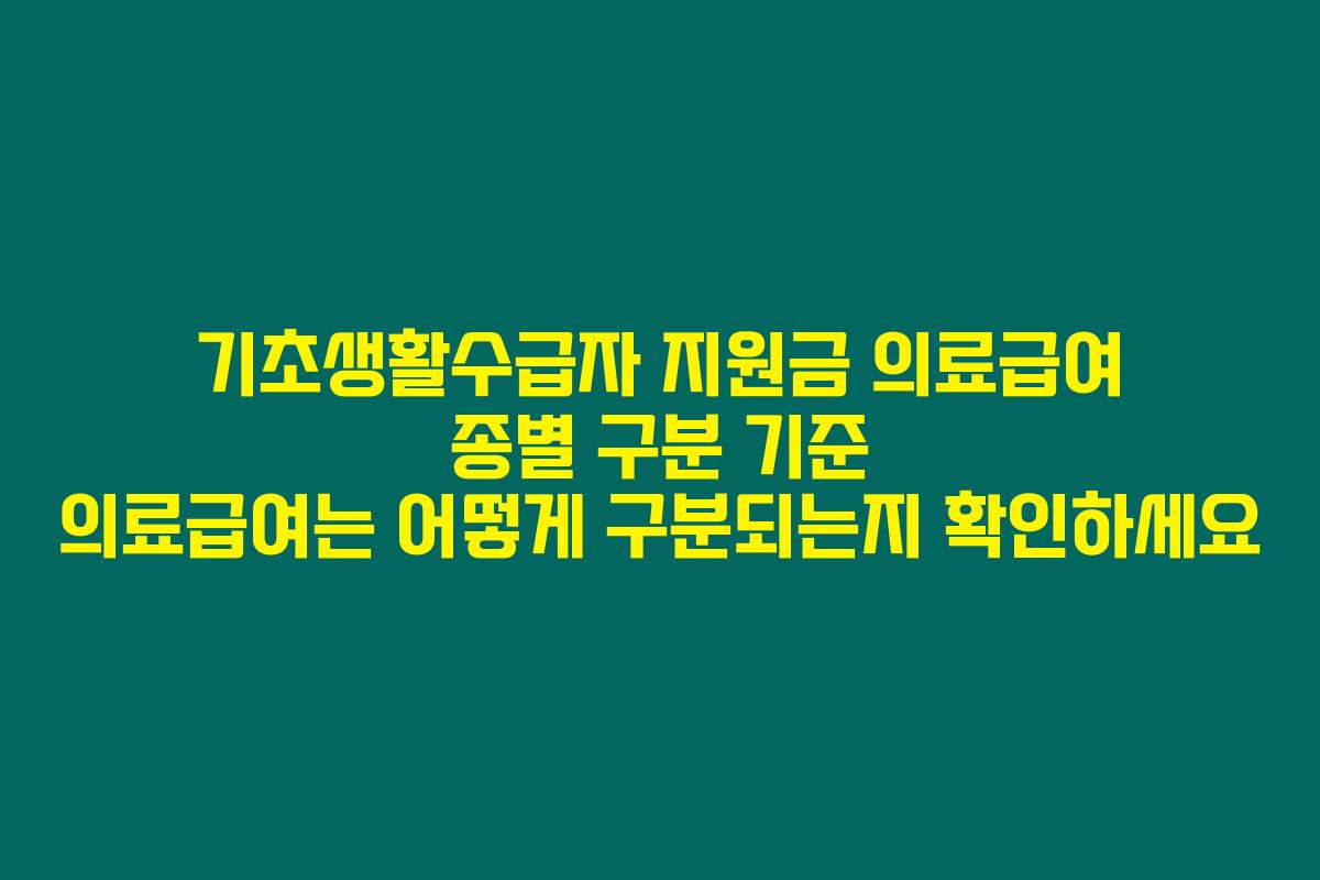 기초생활수급자 지원금 의료급여 종별 구분 기준 의료급여는 어떻게 구분되는지 확인하세요