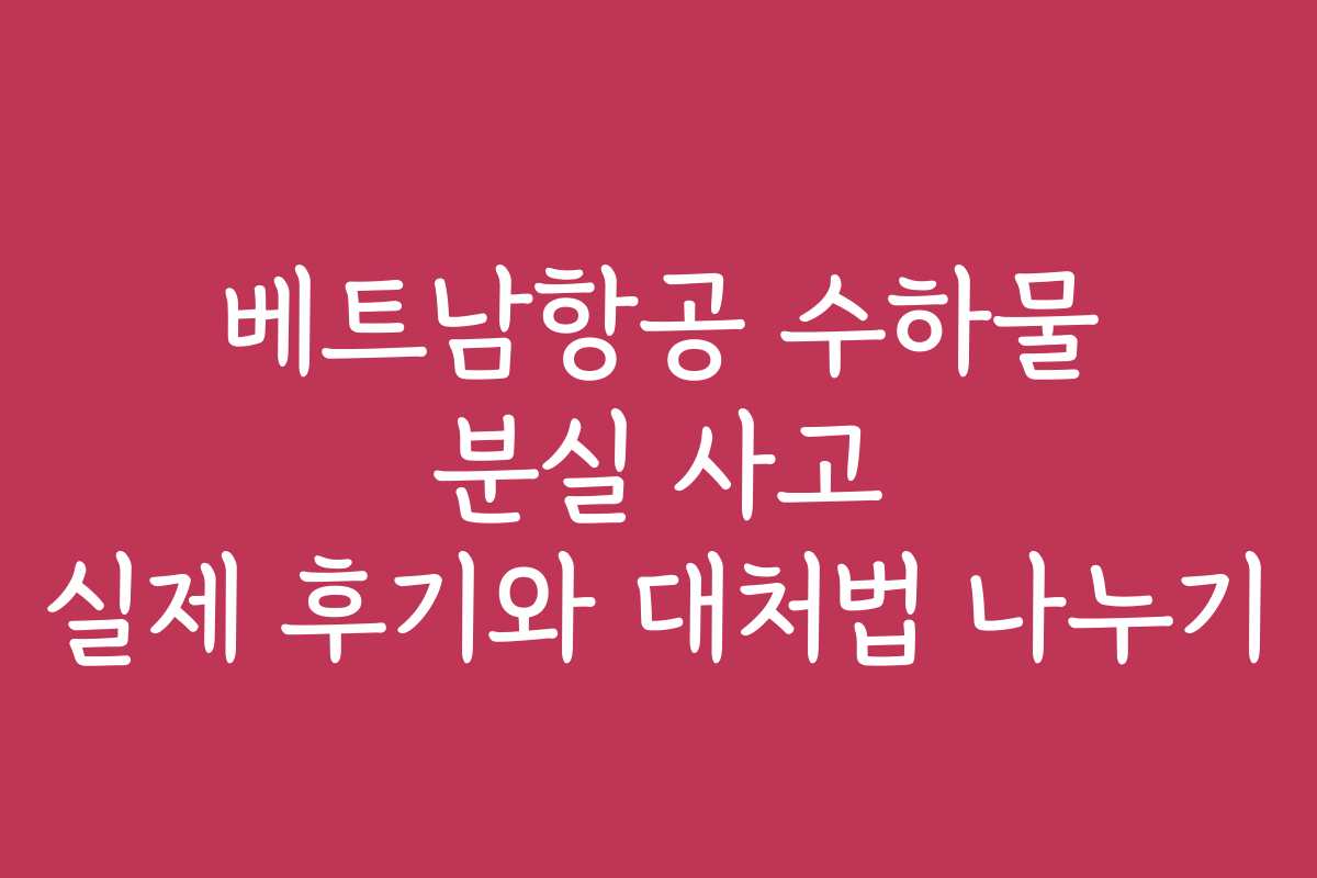 베트남항공 수하물 분실 사고 실제 후기와 대처법 나누기