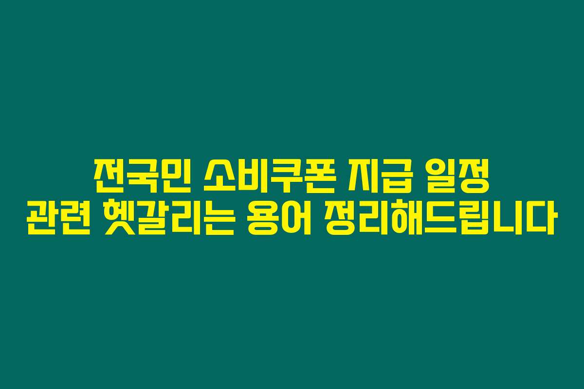 전국민 소비쿠폰 지급 일정 관련 헷갈리는 용어 정리해드립니다