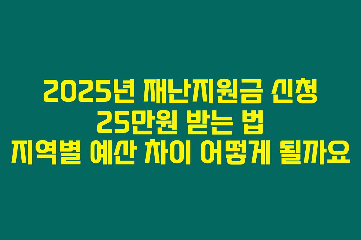 2025년 재난지원금 신청 25만원 받는 법 지역별 예산 차이 어떻게 될까요