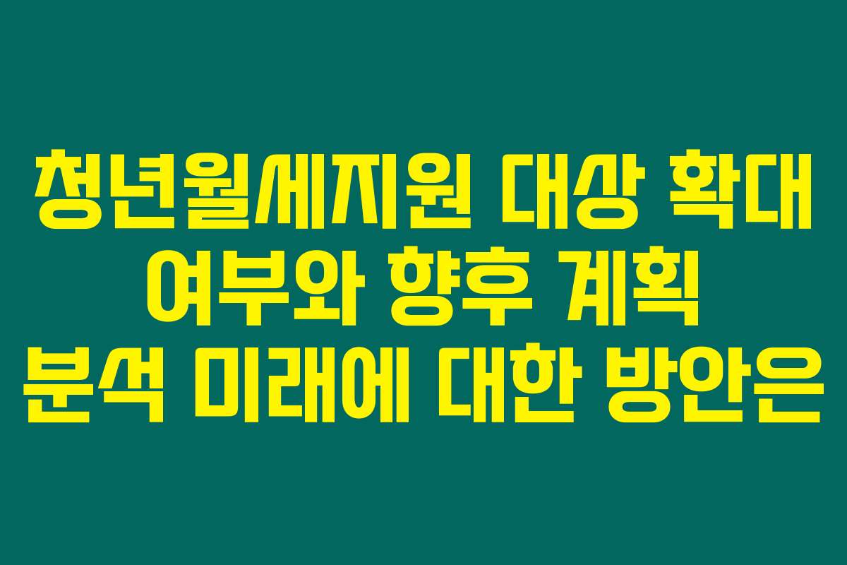 청년월세지원 대상 확대 여부와 향후 계획 분석 미래에 대한 방안은