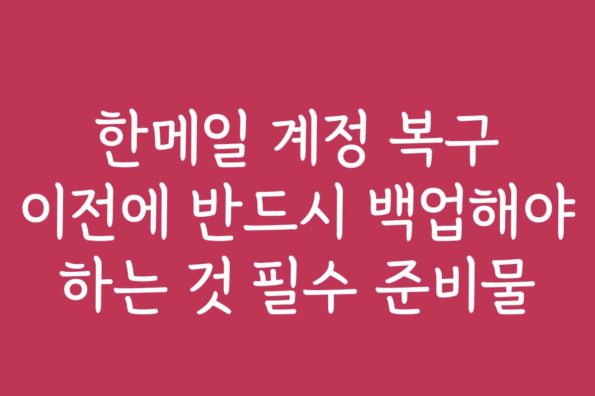 한메일 계정 복구 이전에 반드시 백업해야 하는 것 필수 준비물