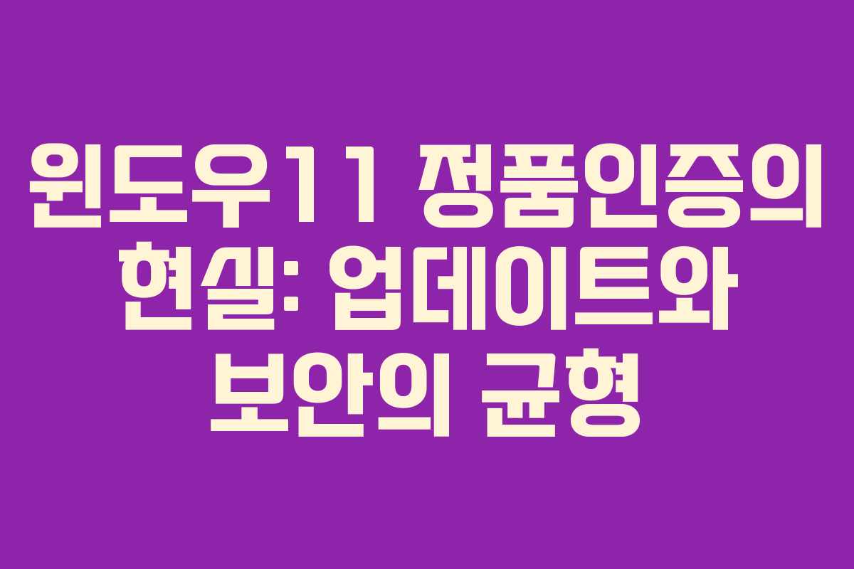 윈도우11 정품인증의 현실: 업데이트와 보안의 균형