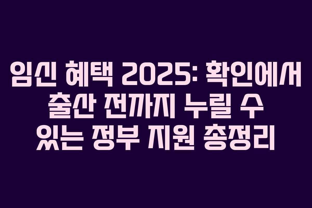 임신 혜택 2025: 확인에서 출산 전까지 누릴 수 있는 정부 지원 총정리
