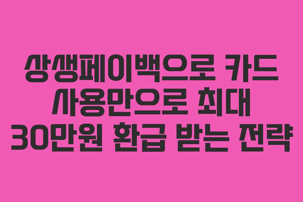 상생페이백으로 카드 사용만으로 최대 30만원 환급 받는 전략