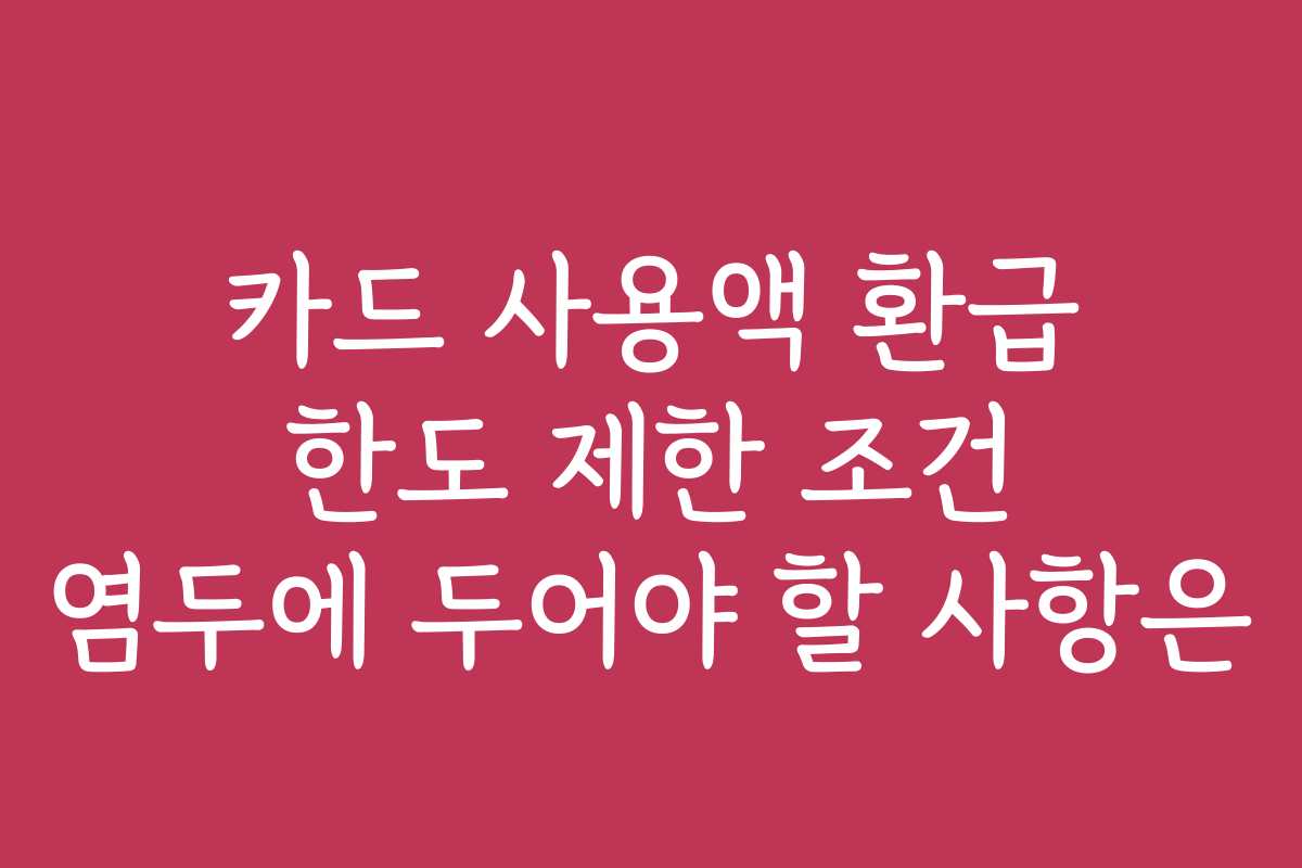 카드 사용액 환급 한도 제한 조건 염두에 두어야 할 사항은