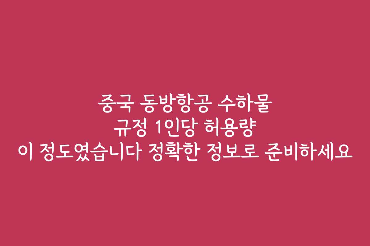 중국 동방항공 수하물 규정 1인당 허용량 이 정도였습니다 정확한 정보로 준비하세요