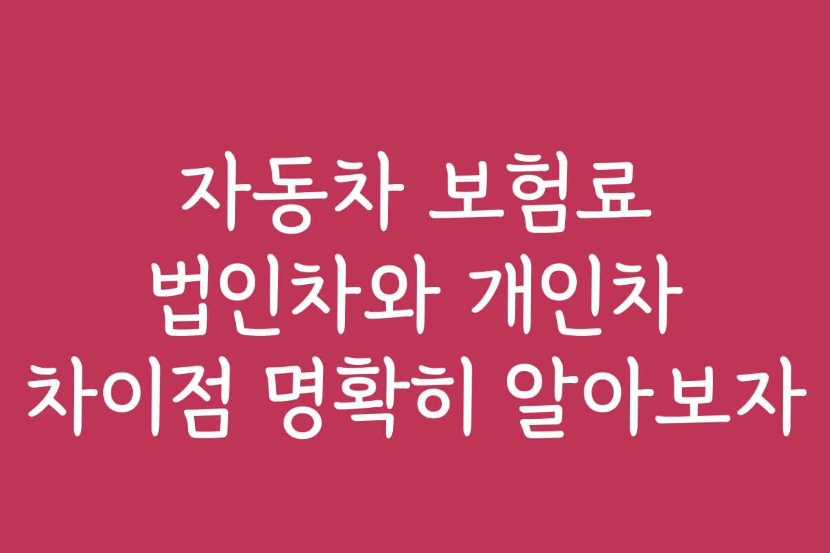 자동차 보험료 법인차와 개인차 차이점 명확히 알아보자