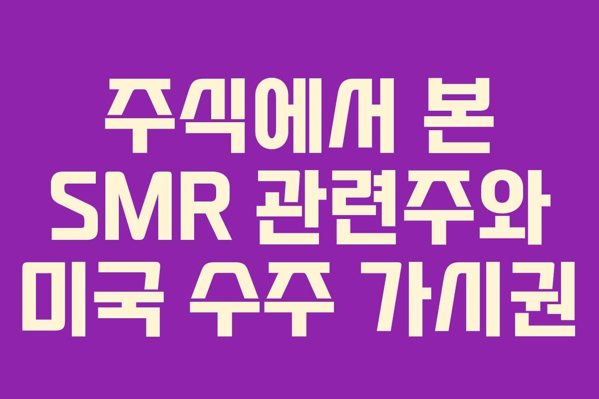 주식에서 본 SMR 관련주와 미국 수주 가시권