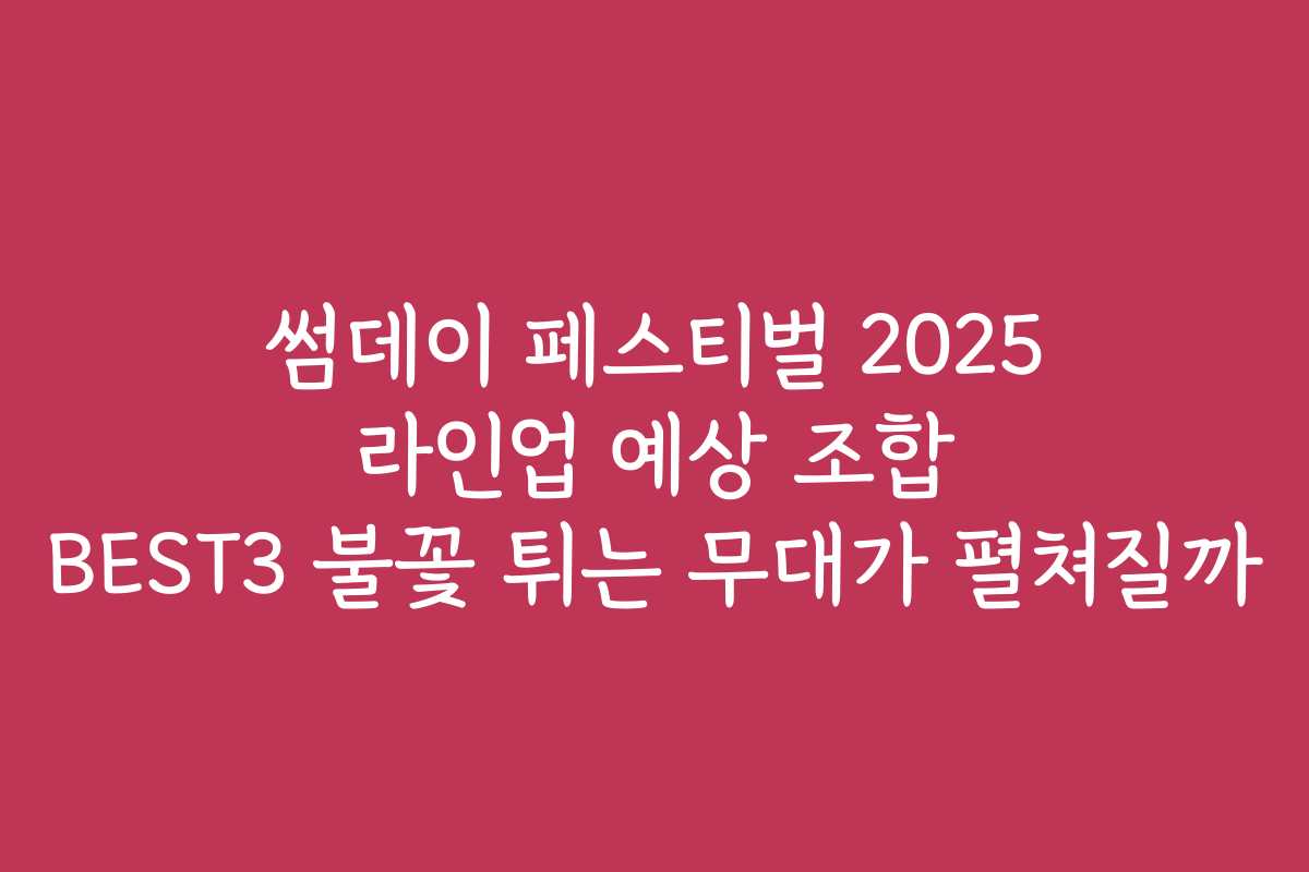 썸데이 페스티벌 2025 라인업 예상 조합 BEST3 불꽃 튀는 무대가 펼쳐질까