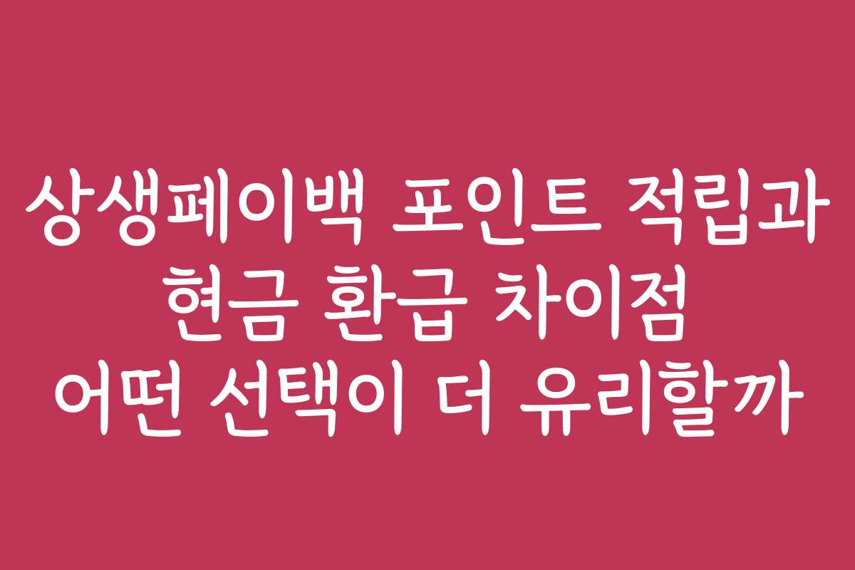 상생페이백 포인트 적립과 현금 환급 차이점 어떤 선택이 더 유리할까