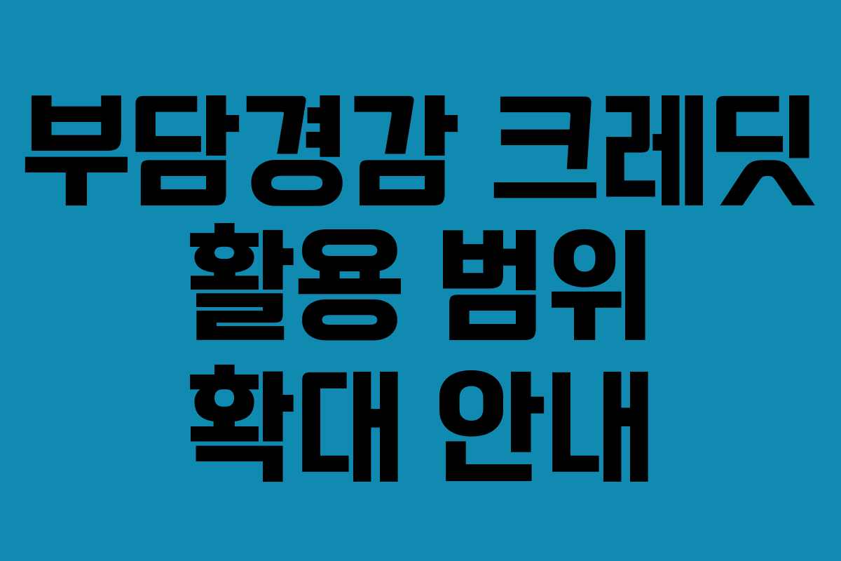 부담경감 크레딧 활용 범위 확대 안내