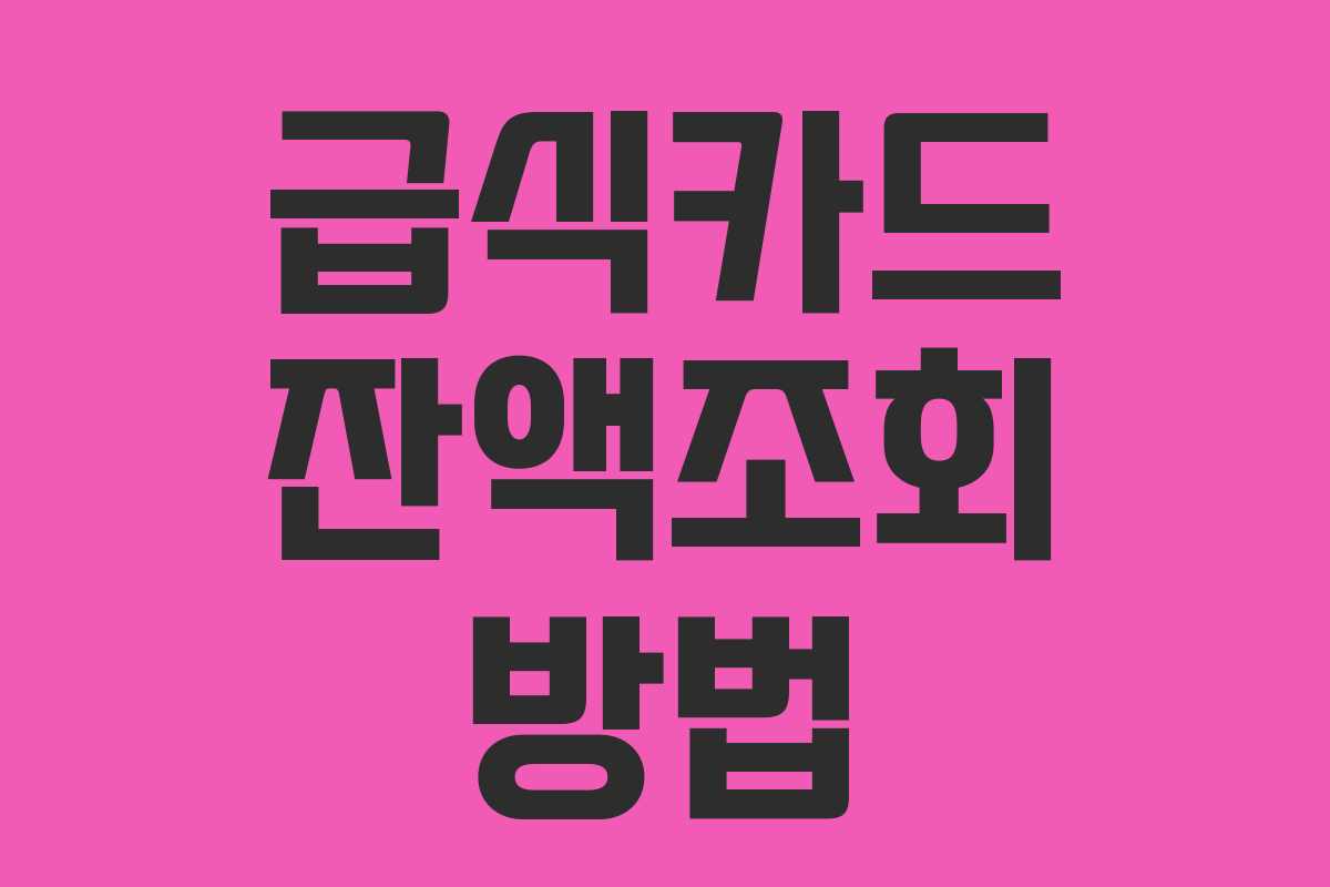 급식카드 잔액조회 방법