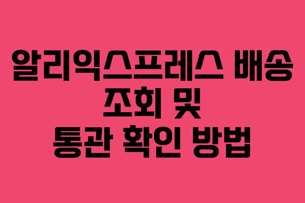 알리익스프레스 배송 조회 및 통관 확인 방법