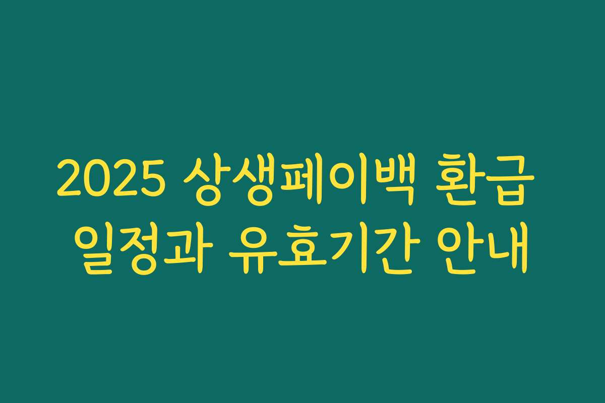 2025 상생페이백 환급 일정과 유효기간 안내