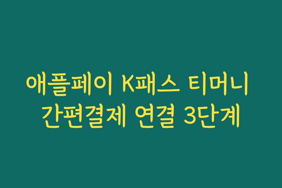 애플페이 K패스 티머니 간편결제 연결 3단계