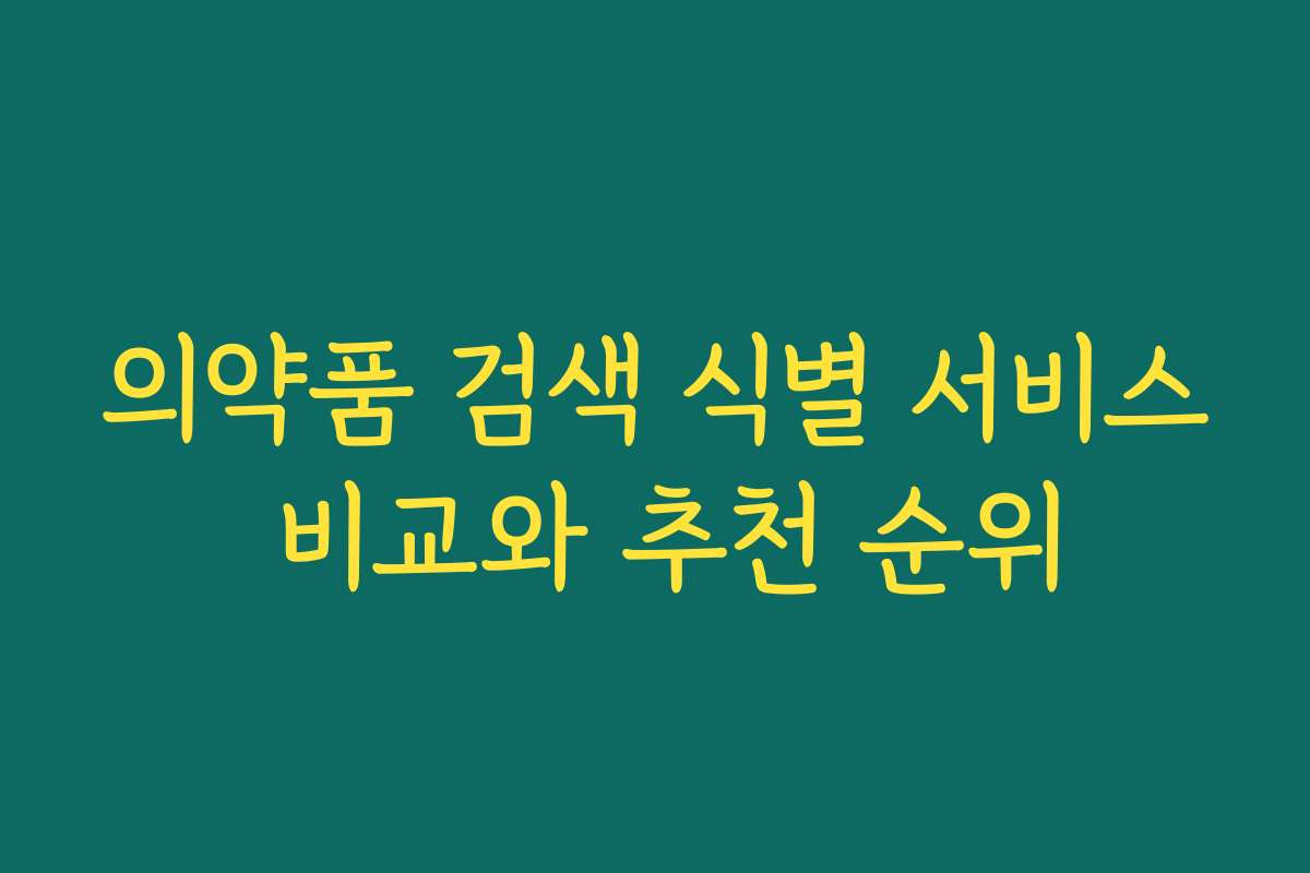 의약품 검색 식별 서비스 비교와 추천 순위