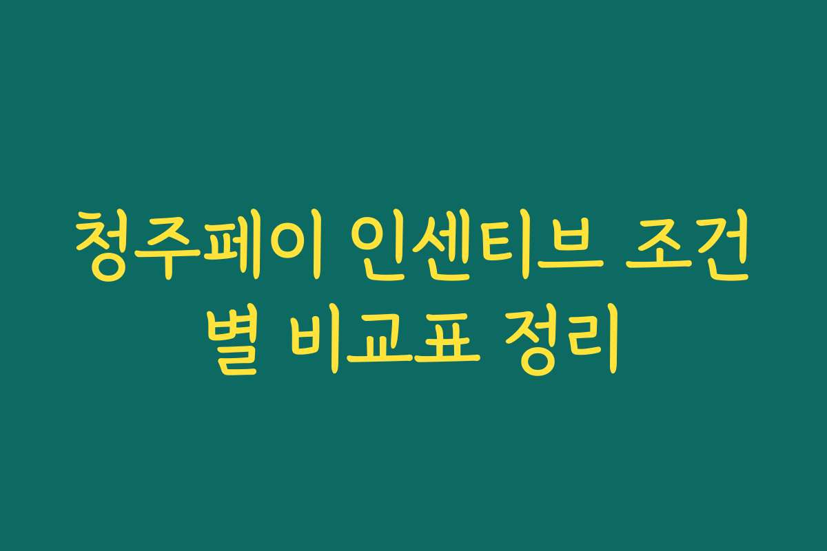 청주페이 인센티브 조건별 비교표 정리