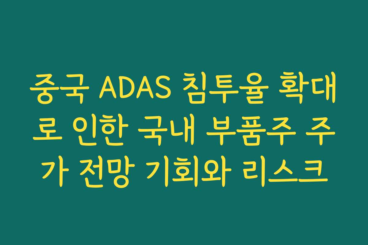 중국 ADAS 침투율 확대로 인한 국내 부품주 주가 전망 기회와 리스크