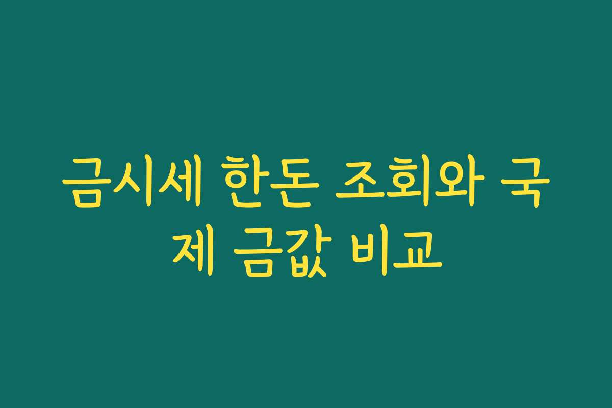 금시세 한돈 조회와 국제 금값 비교