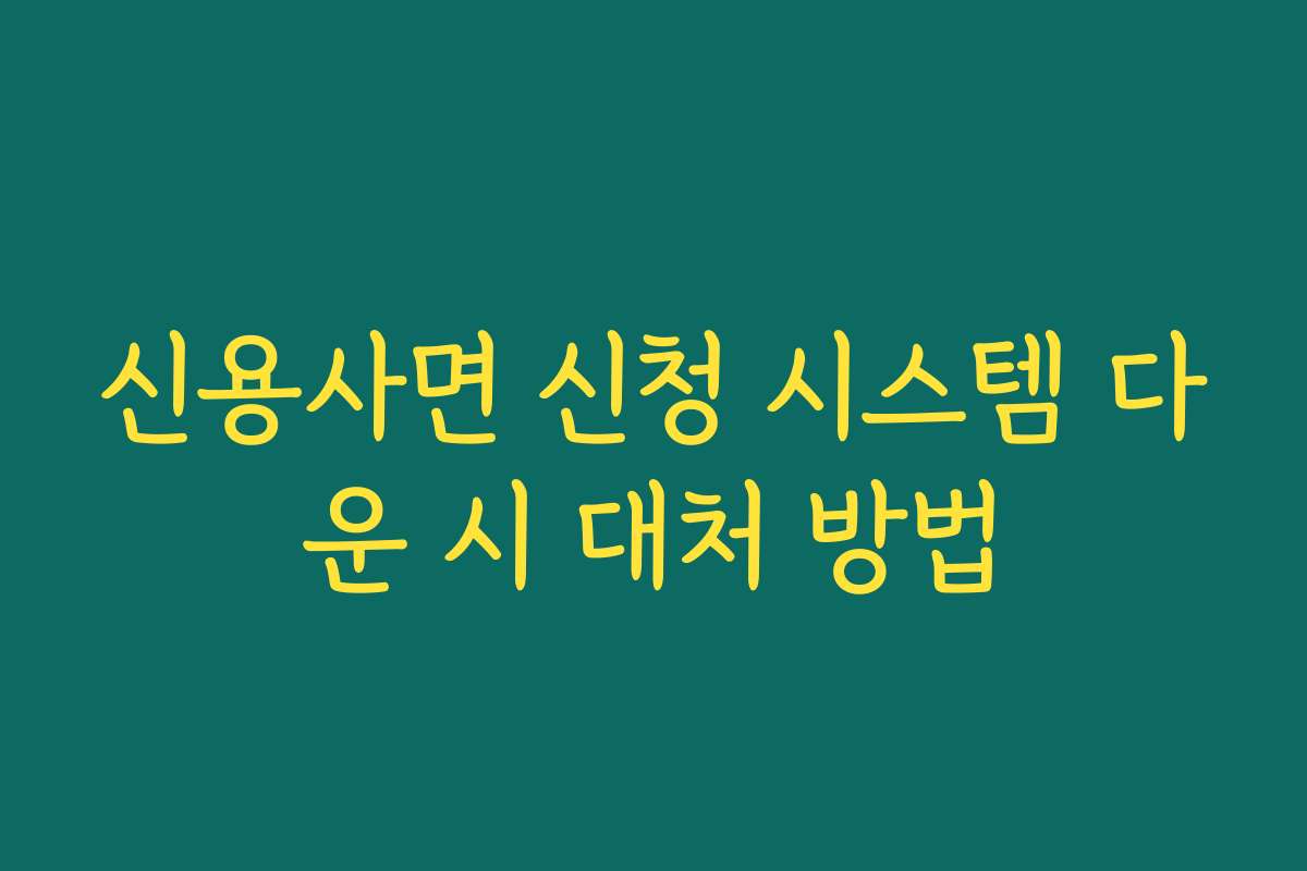 신용사면 신청 시스템 다운 시 대처 방법