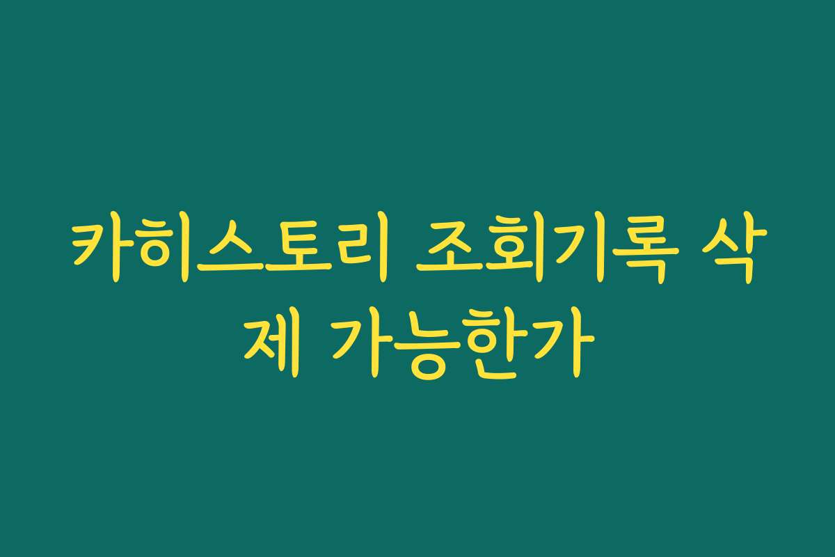 카히스토리 조회기록 삭제 가능한가